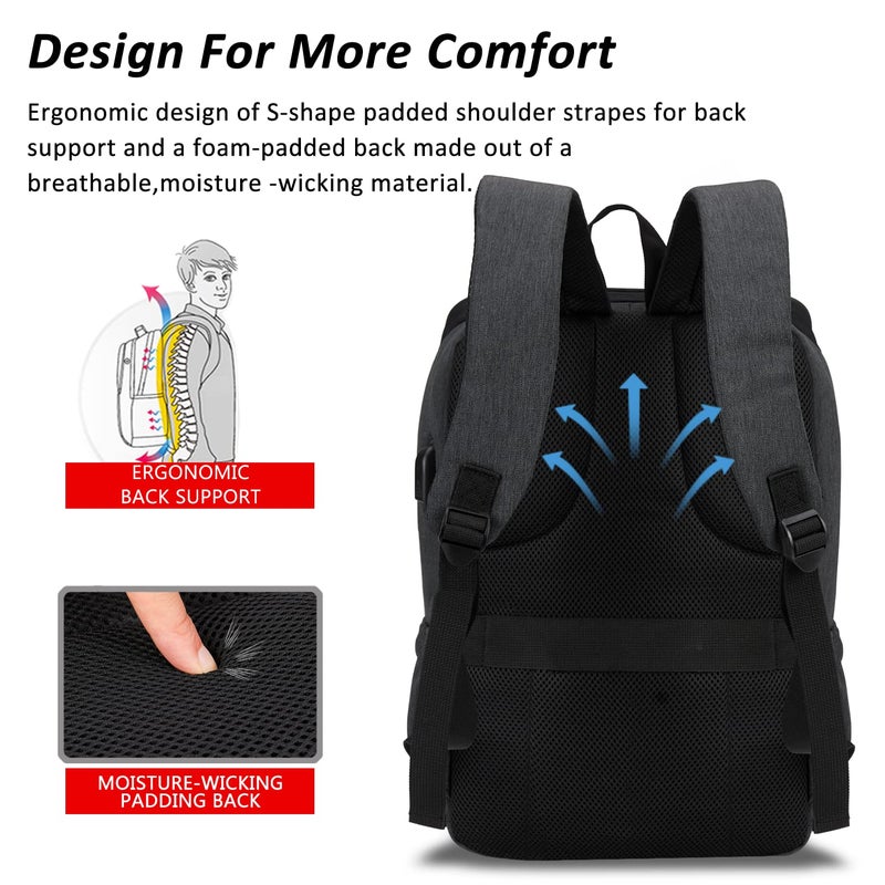 MAXTOP Laptop Backpack for Women Men College Bookbag Business Travel Backpack Water Resistant Computer Backpack with USB Charging Port Fits 15.6 Inch Laptop - Image 4